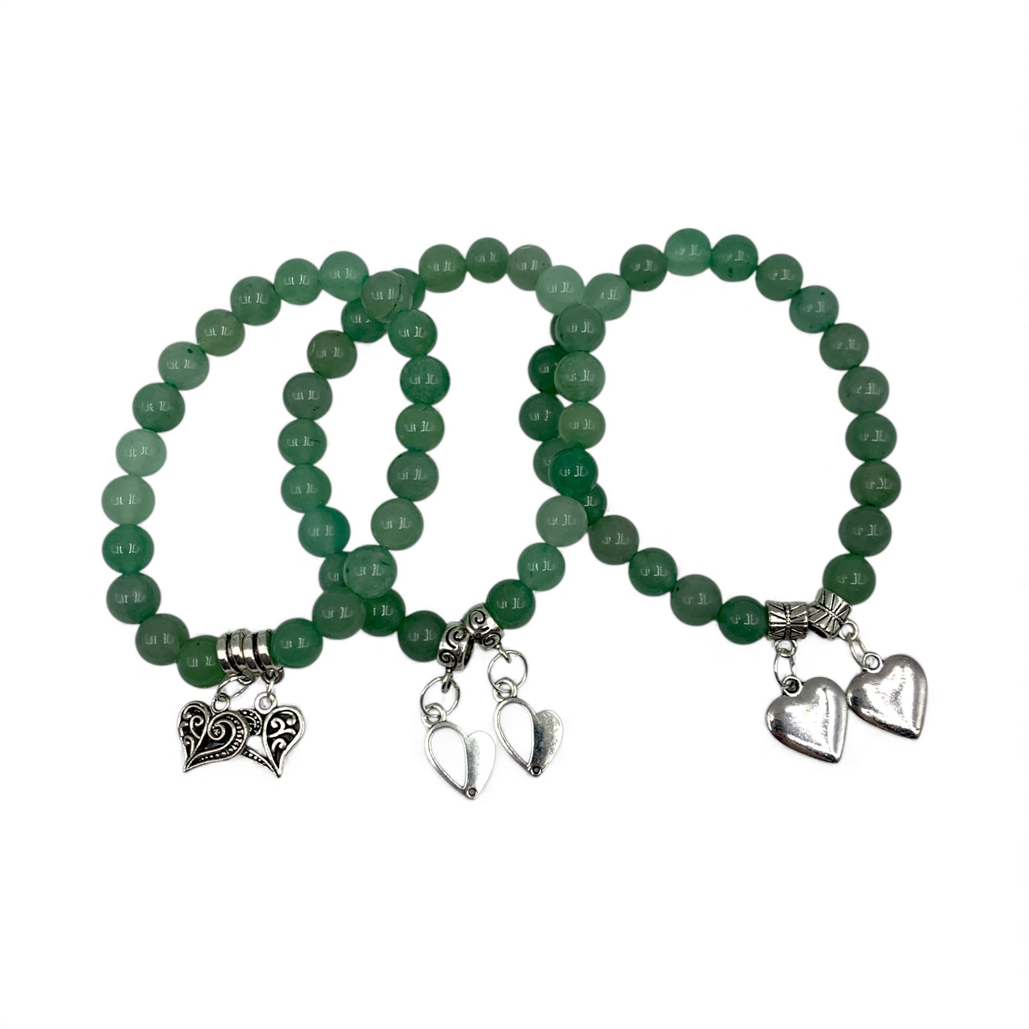 Bracelet - Aventurine Green with Heart Charm 8mm